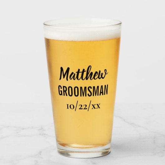 Groomsman Bachelor Party Wedding Favor Beer Pint Glas (Voorkant gevuld)
