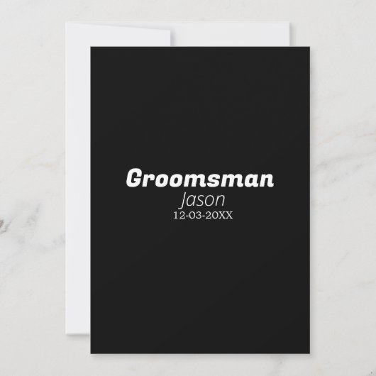 groomsman bachelorette party add name modern simpl kaart (Voorkant)