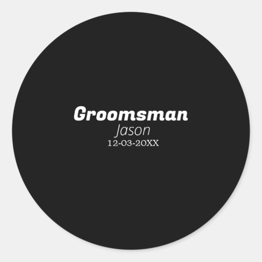 Groomsman Bachelorette Party Voeg naam toe Modern Ronde Sticker (Voorkant)