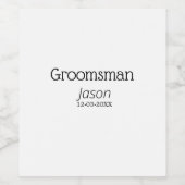 Groomsman Bachelorette Party Voeg naam toe Modern Wijn Etiket (Enkel label)