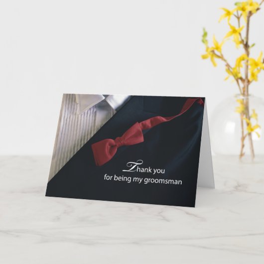 Groomsman bedankt het Rode Stropdas en de zwarte T Kaart (Gele Bloem)