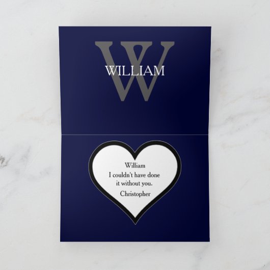 Groomsman bedankt monogram aangepaste Kaart (Binnen)