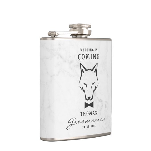 Groomsman Best Man Groom Wolf White Background Heupfles (Rechts)