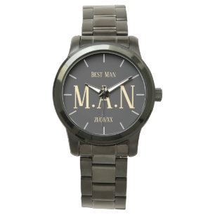 Groomsman Best Man Vader Bride Groom Monogramed Horloge