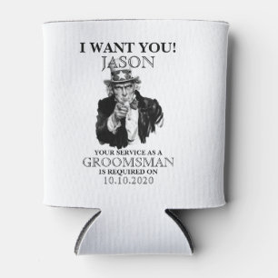 Groomsman Best Man Voorstel oom Sam ik wil je Blikjeskoeler
