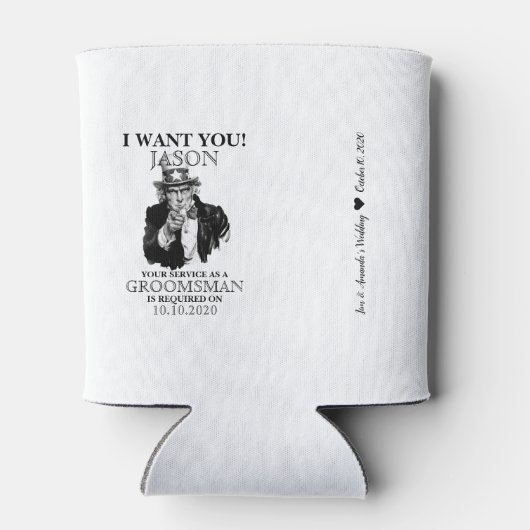 Groomsman Best Man Voorstel oom Sam ik wil je Blikjeskoeler (Achterkant)