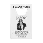 Groomsman Best Man Voorstel oom Sam ik wil je Creditkaart Flessenopener (Achterkant)
