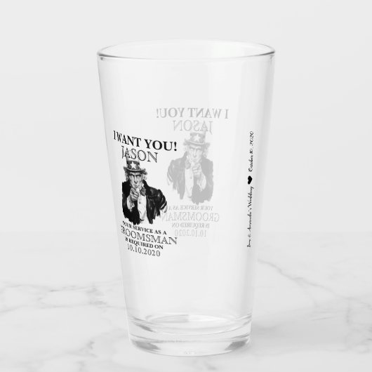 Groomsman Best Man Voorstel oom Sam ik wil je Glas (Achterkant)