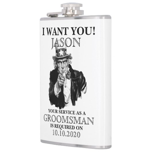 Groomsman Best Man Voorstel oom Sam ik wil je Heupfles (Links)