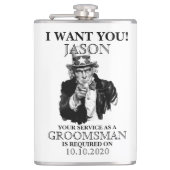 Groomsman Best Man Voorstel oom Sam ik wil je Heupfles (Voorkant)