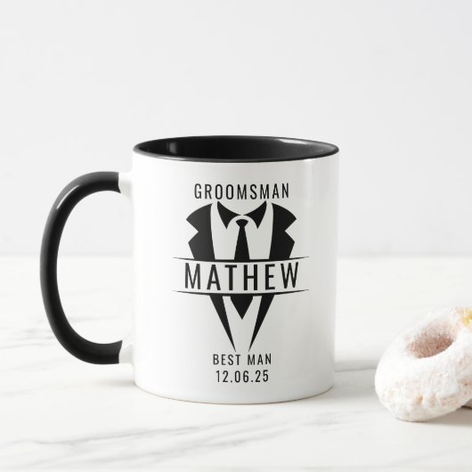 Groomsman Beste Mannen Tuxedo Gepersonaliseerde na Mok (Met donut)