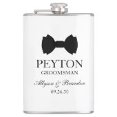 Groomsman Black Bow Stropdas Heupfles (Voorkant)