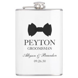 Groomsman Black Bow Stropdas Heupfles