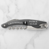 Groomsman Black Bridal Favor Tuxedo Weddenschap Kurkentrekker (Achterkant)