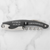 Groomsman Black Bridal Favor Tuxedo Weddenschap Kurkentrekker (Voorkant)