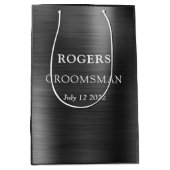 Groomsman Black Brushed Metal Medium Cadeauzakje (Voorkant)