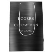 Groomsman Black Brushed Metal Medium Cadeauzakje (Achterkant)