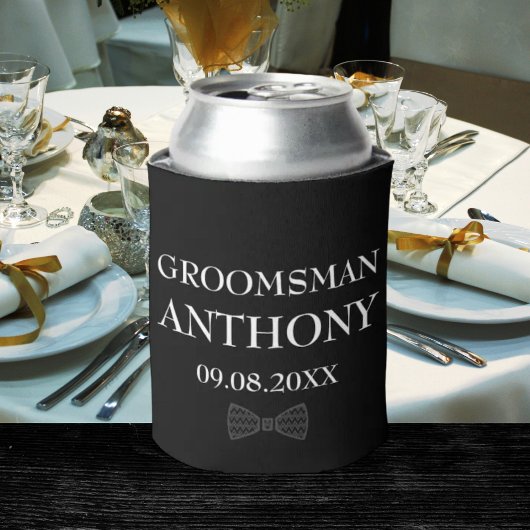 Groomsman Black Elegant Custom Name Gifts Wedding Blikjeskoeler