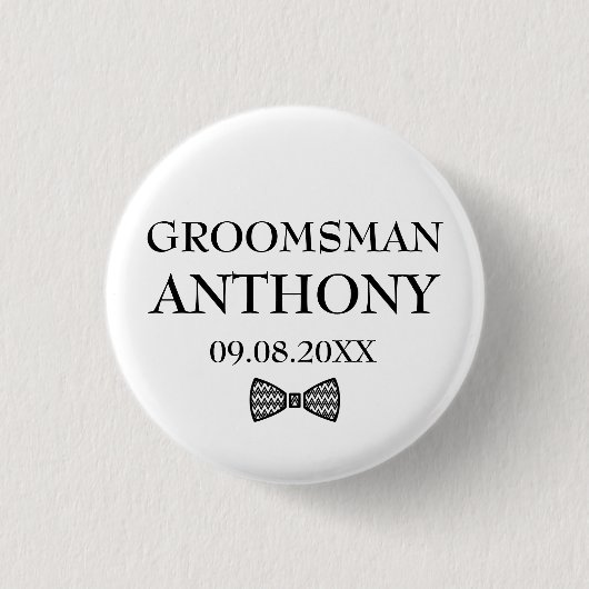 Groomsman Black Elegant Custom Name Gifts Wedding Ronde Button 3,2 Cm (Voorkant)