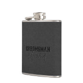 Groomsman Black Faux Leather Black Text Heupfles (Links)