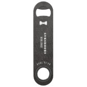 Groomsman  Black Leather Bow Stropdas Bar Key Speed Flessenopener (Voorkant)