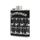 Groomsman Black met White Arrow Pattern Heupfles (Links)