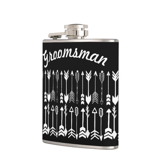 Groomsman Black met White Arrow Pattern Heupfles (Links)