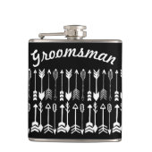 Groomsman Black met White Arrow Pattern Heupfles (Voorkant)