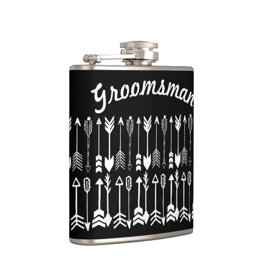 Groomsman Black met White Arrow Pattern Heupfles (Rechts)