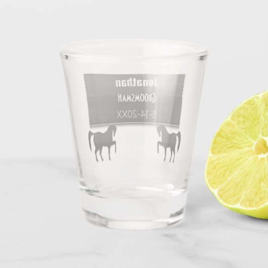 Groomsman Black Metallic Personalized Shot Glas (Achterkant)