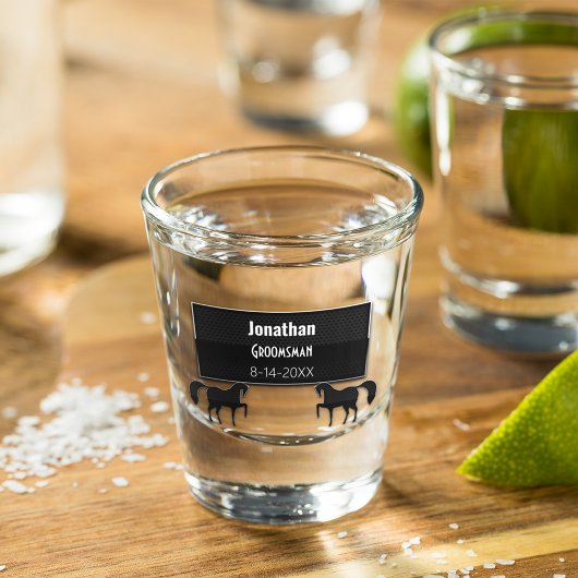 Groomsman Black Metallic Personalized Shot Glas