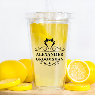 Groomsman Black Stropdas Acryl Drinkbeker