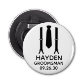 Groomsman Black Stropdas Button Flesopener (Voorkant)