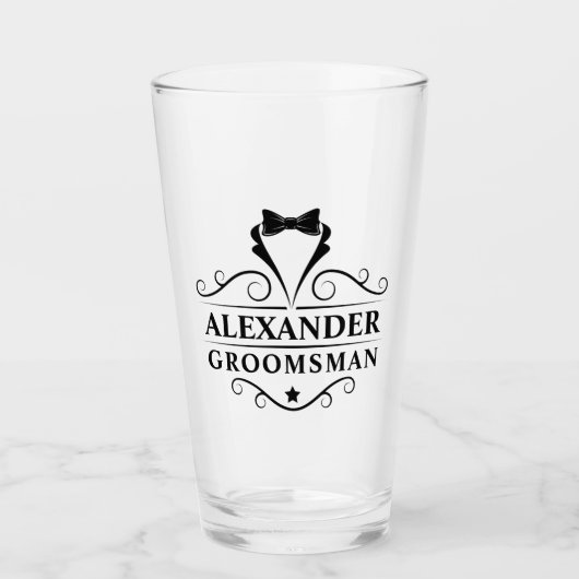Groomsman Black Stropdas Glas (Voorkant)