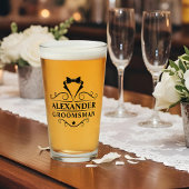 Groomsman Black Stropdas Glas