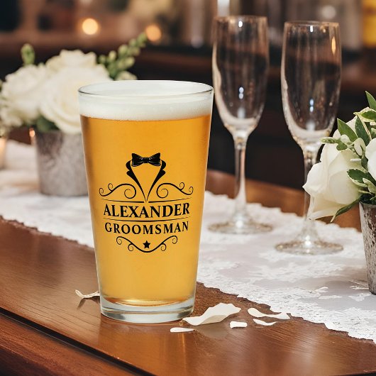 Groomsman Black Stropdas Glas