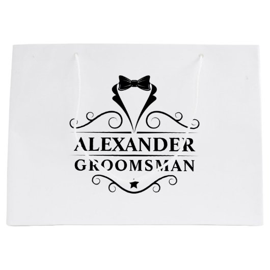 Groomsman Black Stropdas Groot Cadeauzakje (Voorkant)