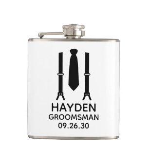 Groomsman Black Stropdas Heupfles