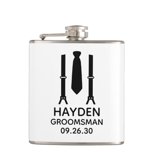 Groomsman Black Stropdas Heupfles (Voorkant)