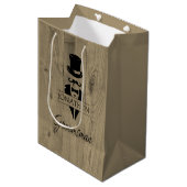 Groomsman Black Stropdas Mustache Medium Gift Bag Medium Cadeauzakje (Voorkant Gekanteld)