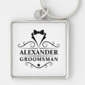 Groomsman Black Stropdas Premium Sleutelhanger (Voorkant)