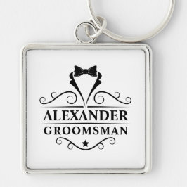 Groomsman Black Stropdas Premium Sleutelhanger
