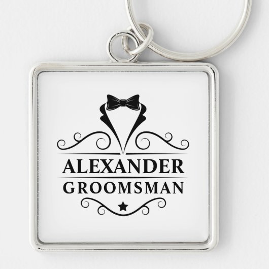 Groomsman Black Stropdas Premium Sleutelhanger (Voorkant)