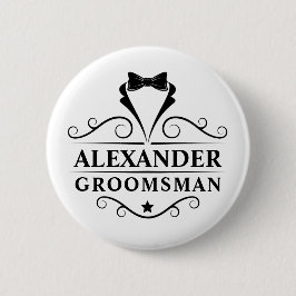 Groomsman Black Stropdas Ronde Button 5,7 Cm