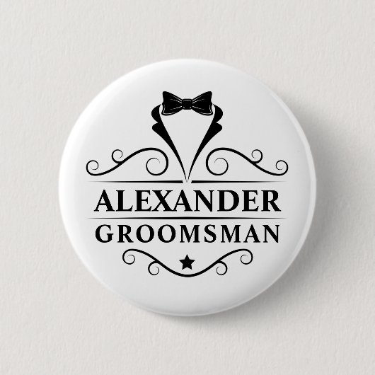 Groomsman Black Stropdas Ronde Button 5,7 Cm (Voorkant)