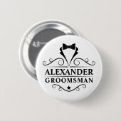 Groomsman Black Stropdas Ronde Button 5,7 Cm (Voorkant /achterkant)