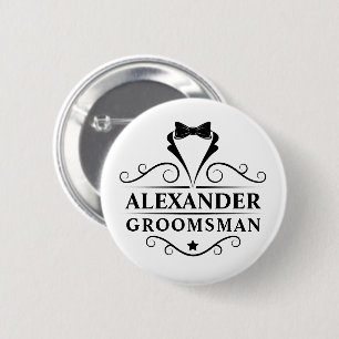 Groomsman Black Stropdas Ronde Button 5,7 Cm