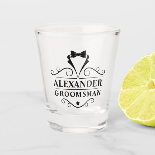 Groomsman Black Stropdas Shot Glas (Voorkant)