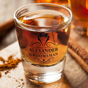 Groomsman Black Stropdas Shot Glas
