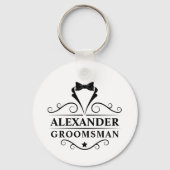 Groomsman Black Stropdas Sleutelhanger (Voorkant)